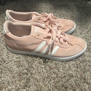 Adidas gazelle lace-up sneakers, size 8.5, pink suede